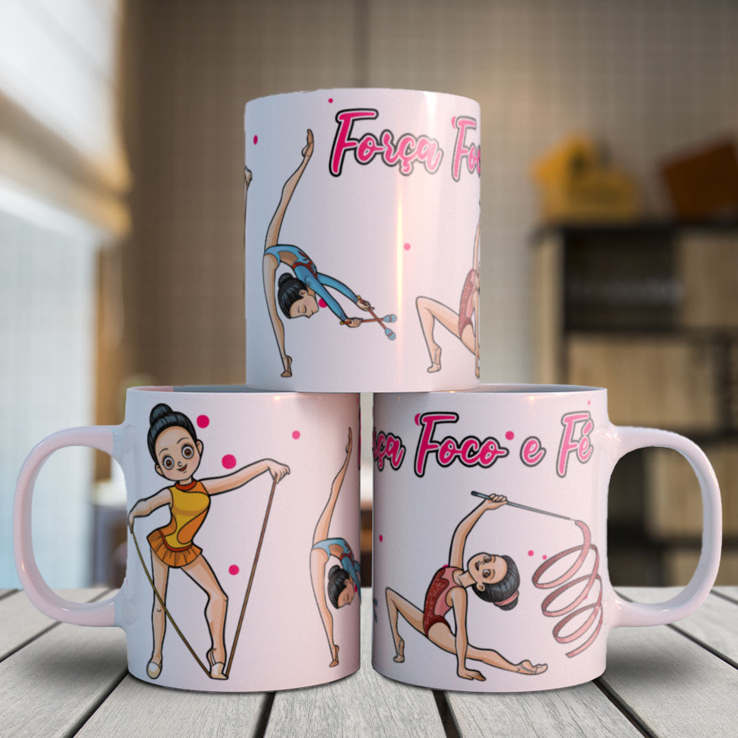 Rhythmic Gymnastics Mug Sublimation Designs PNG | Cute Gymnast Ribbon Hoop Ball Coffee Cup Wrap Bundle