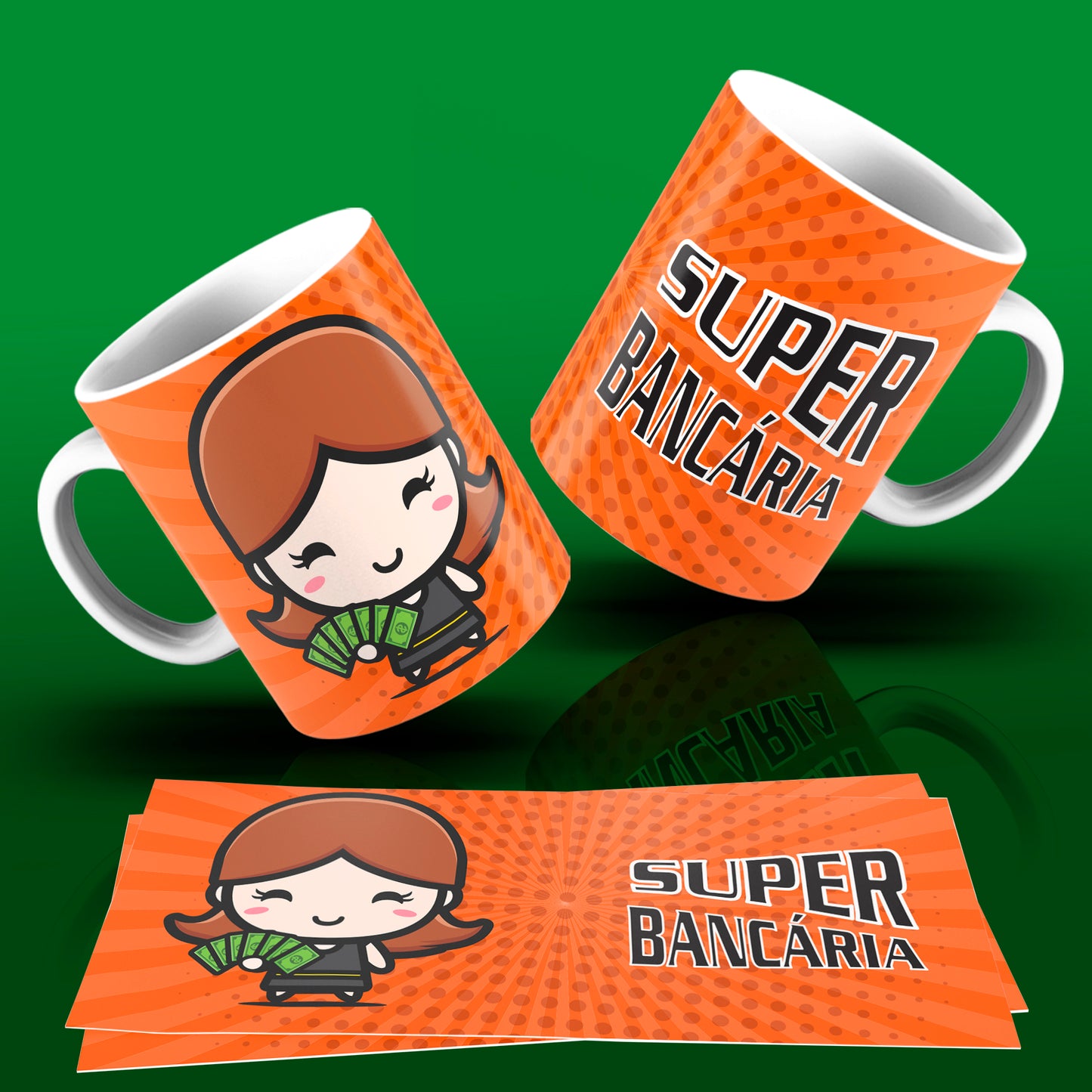 Cute Super Professions Mug Sublimation PNG Bundle | Chibi Superhero Career Coffee Cup Wrap