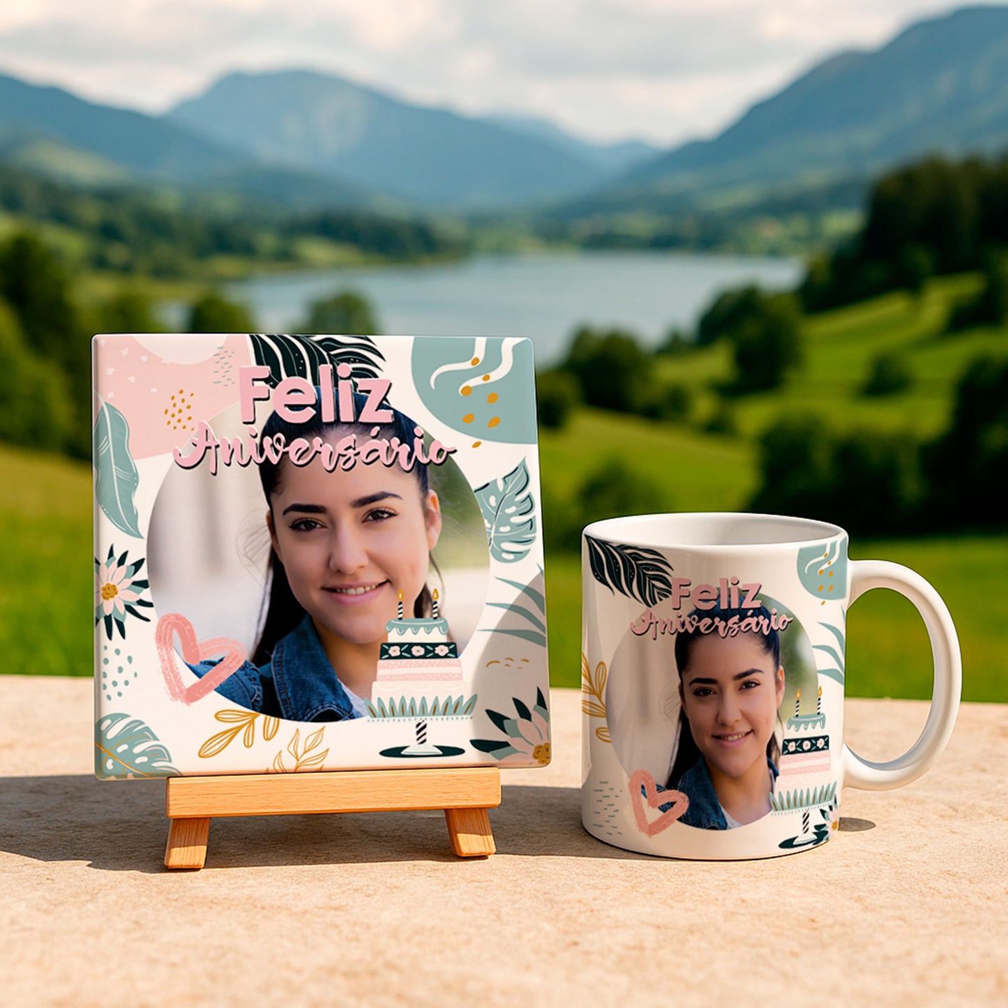 Birthday Photo Mug & Tile Sublimation Designs | Personalized Anniversary Gift