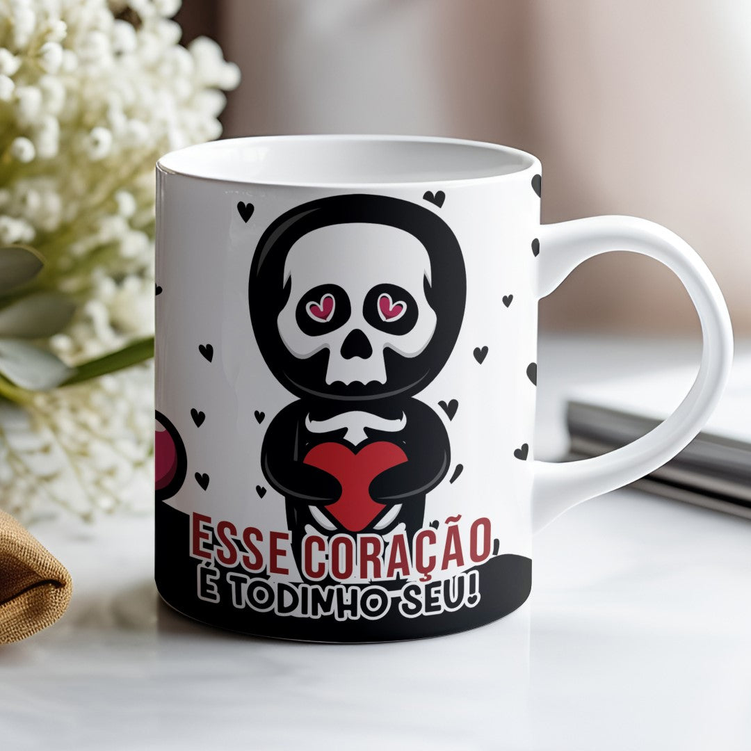 Valentine’s Day Love Skull Mug Sublimation | Romantic Skull Design