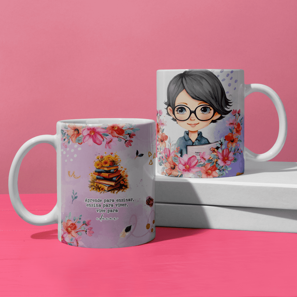 Female Teacher Sublimation PNG Bundle | Portuguese Female Teacher Mug Wrap and T-Shirt PNG