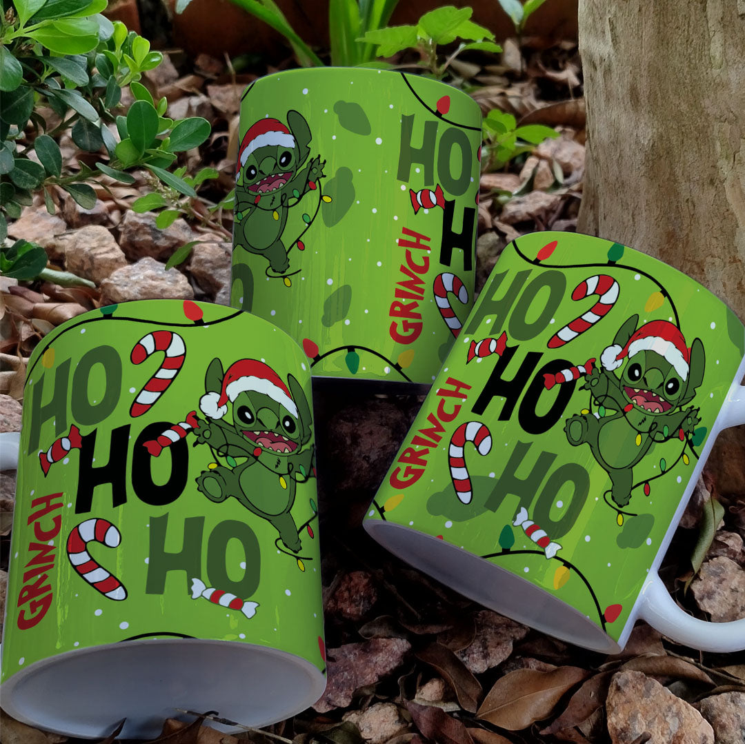 Christmas Stitch Mug Sublimation Design | Grinch Mode On Funny Mug Wrap PNG