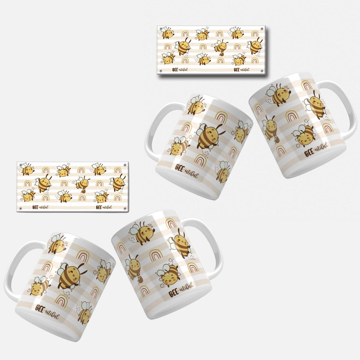 Bee Mug Wrap Templates | Cute Bee Mug Designs