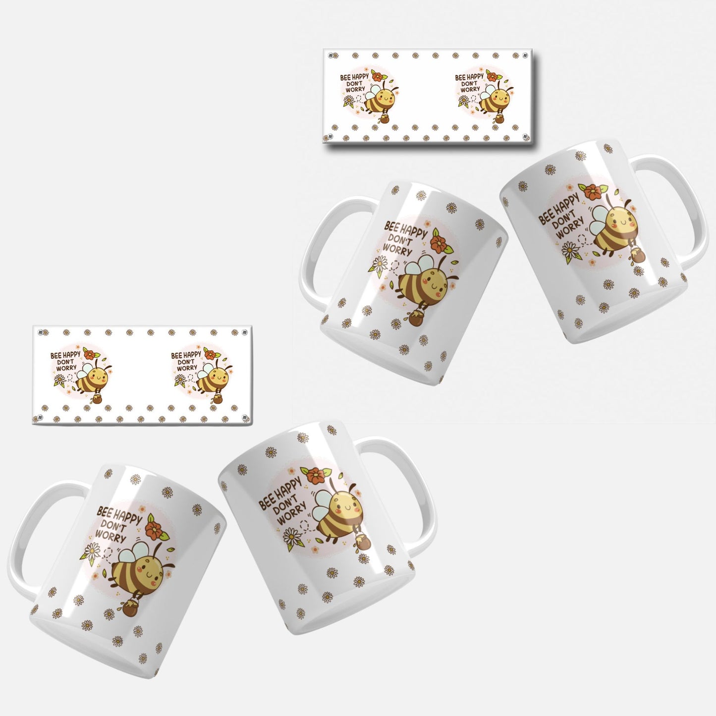 Bee Mug Wrap Templates | Cute Bee Mug Designs
