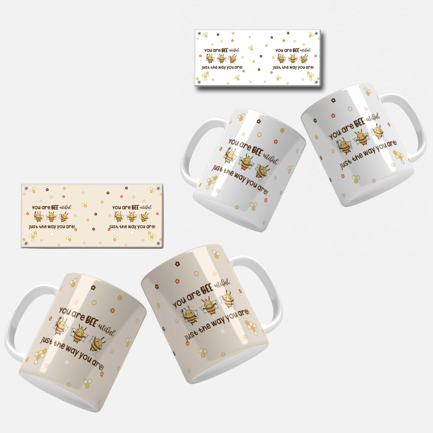 Bee Mug Wrap Templates | Cute Bee Mug Designs