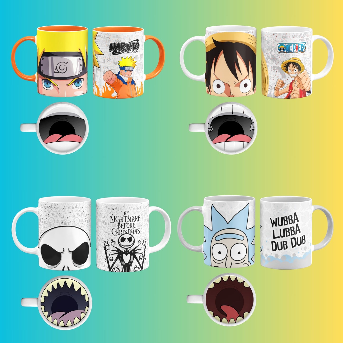 Cartoon Mug PNG Bundle with Fun Mouth Bottoms + Free Clipart & Backgrounds
