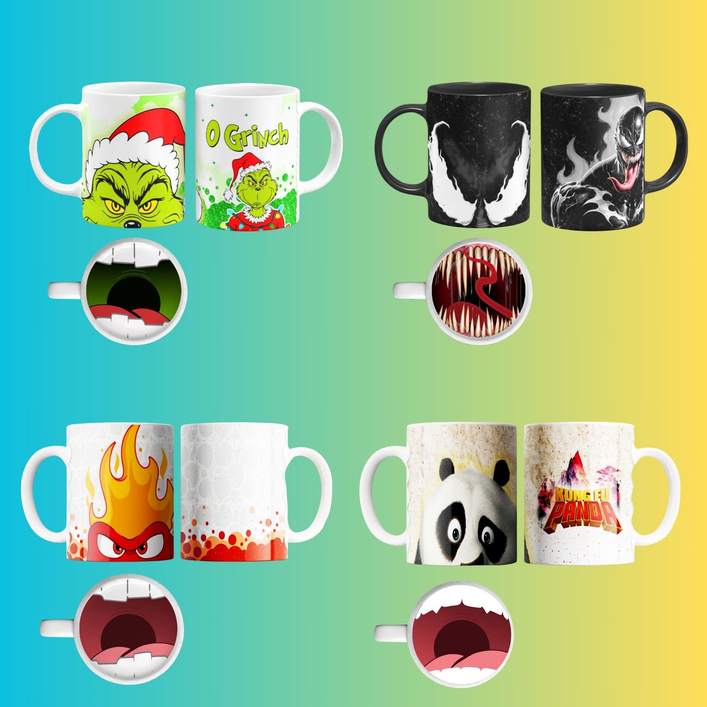 Cartoon Mug PNG Bundle with Fun Mouth Bottoms + Free Clipart & Backgrounds