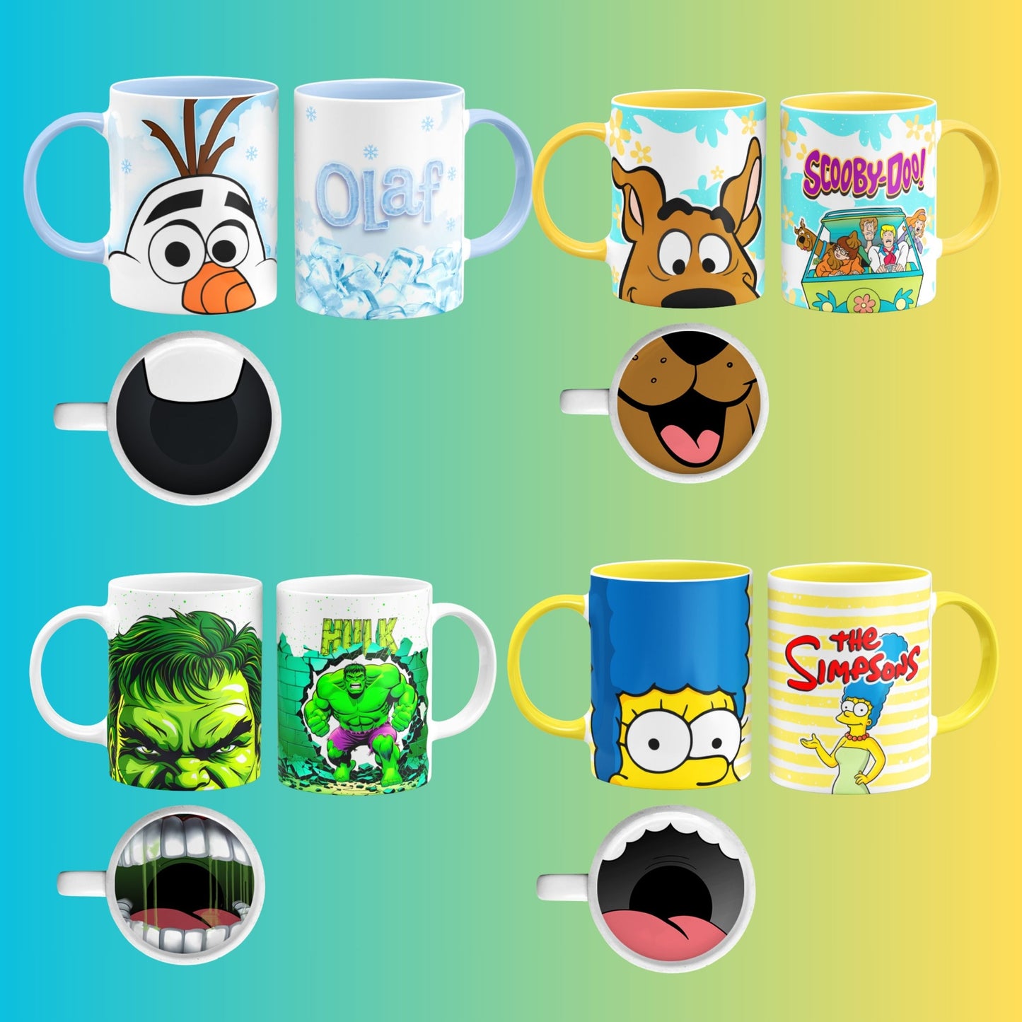 Cartoon Mug PNG Bundle with Fun Mouth Bottoms + Free Clipart & Backgrounds