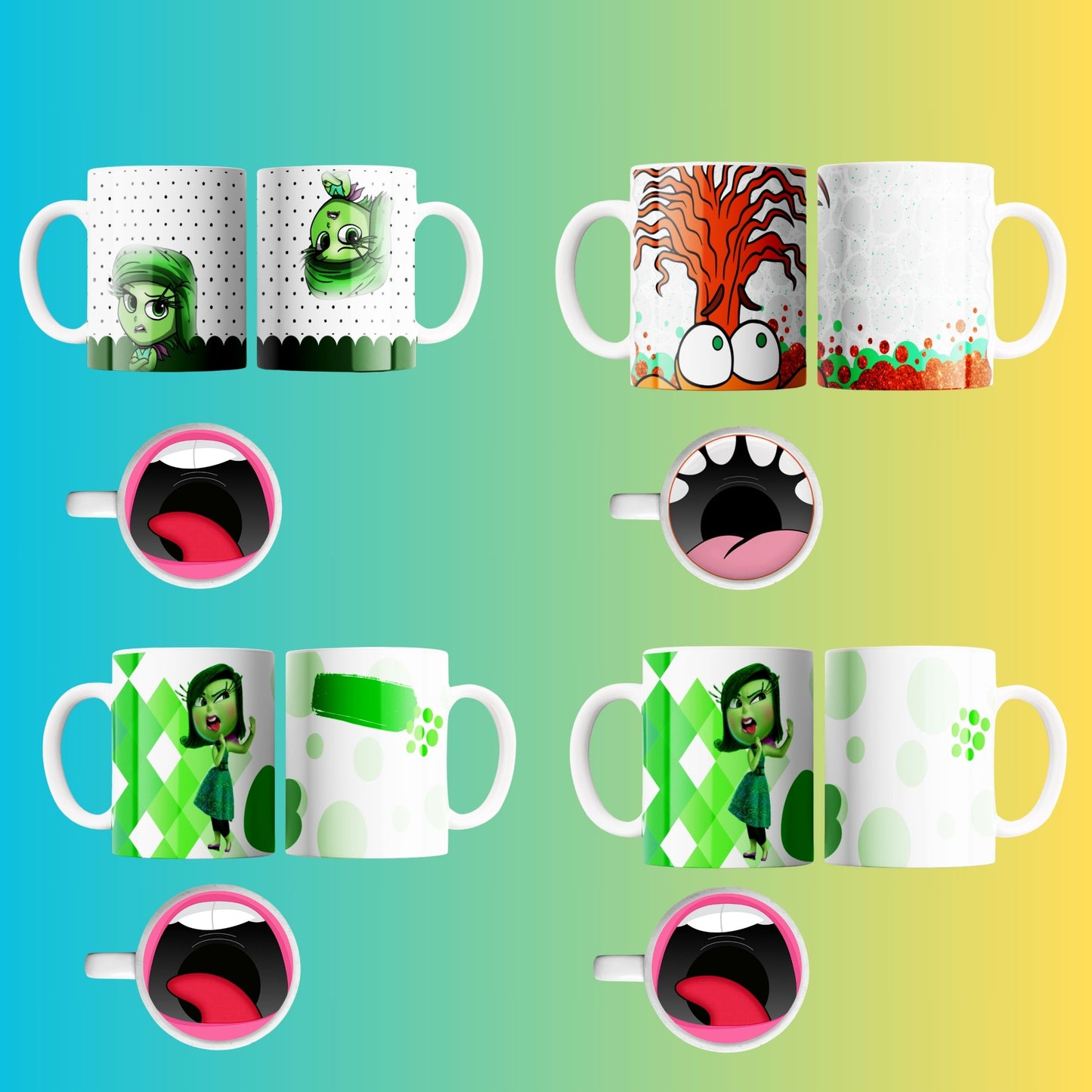 Cartoon Mug PNG Bundle with Fun Mouth Bottoms + Free Clipart & Backgrounds