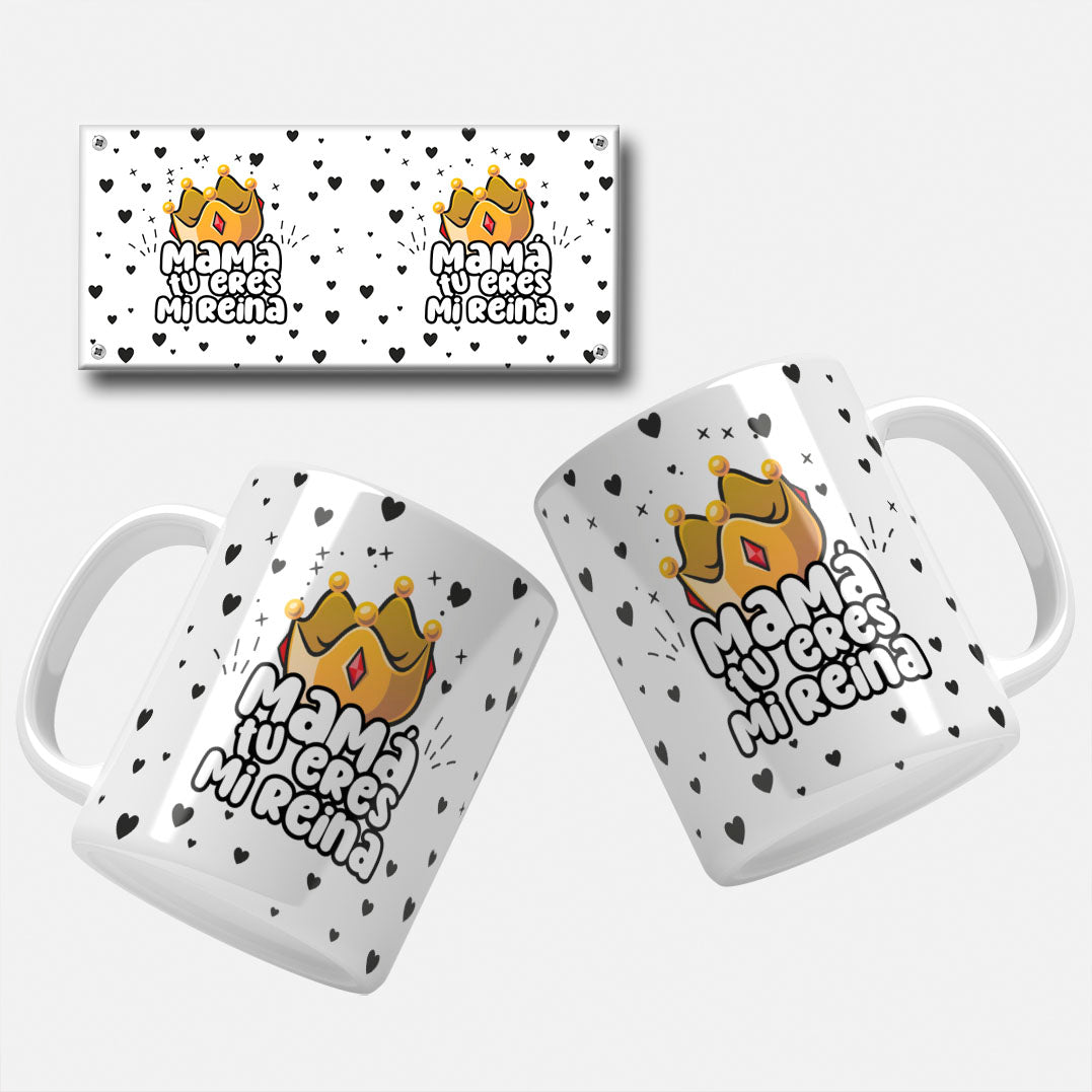 Envoltura para taza con diseño "Feliz Día Mamá", envoltura para taza con diseño "Mamá te amo", envoltura para taza con diseño "Mamá tú eres mi reina", envoltura para taza con diseño de corazón "Mamá"