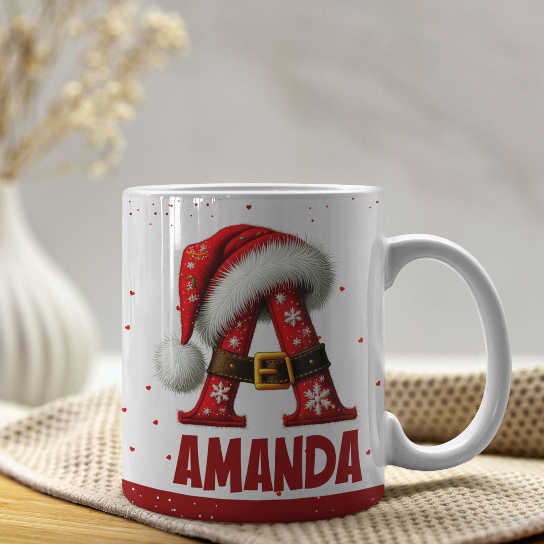 Christmas Alphabet Mug Sublimation Design | Editable Letter Monogram Cups 