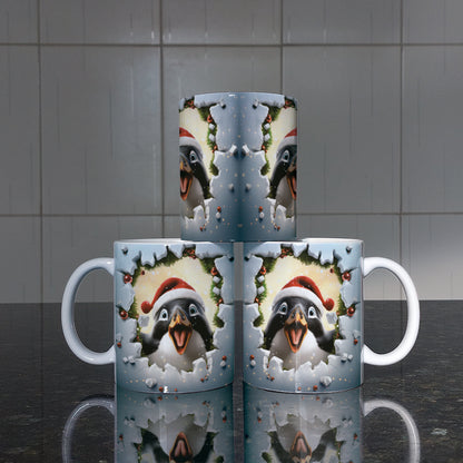 3D Christmas Animal Mug Sublimation PNG Bundle | Bursting Cute Pets Santa Hat Mug Wrap