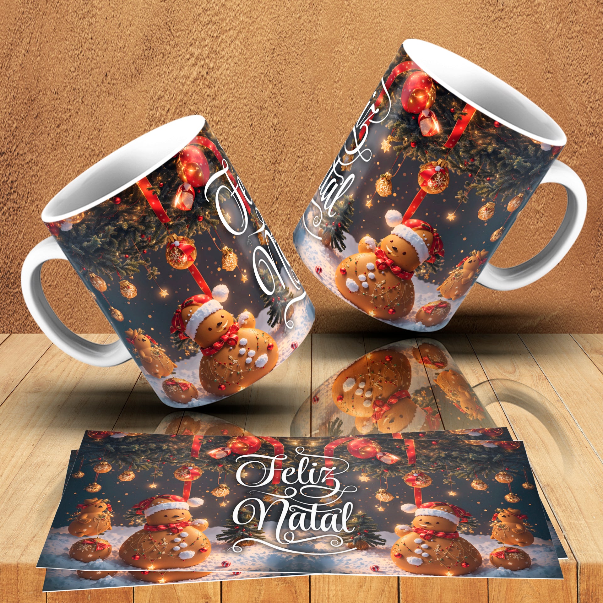 Gingerbread Christmas Mug Wrap Bundle PNG | Cute Gingerbread Man Sublimation Design