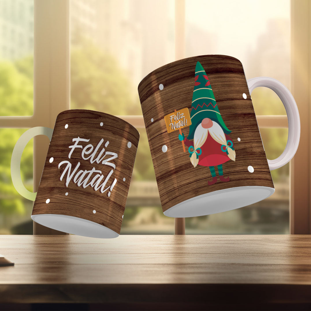 Cute Christmas Mug Sublimation Design PNG Bundle | Santa Gnome Xmas Tree Coffee Cup Wrap PNG