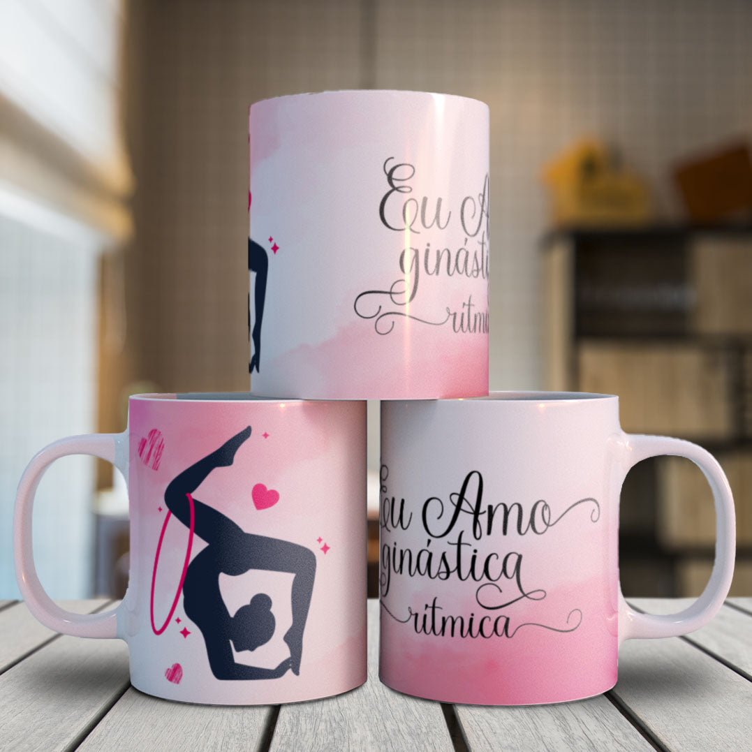 Rhythmic Gymnastics Mug Sublimation Designs PNG | Cute Gymnast Ribbon Hoop Ball Coffee Cup Wrap Bundle