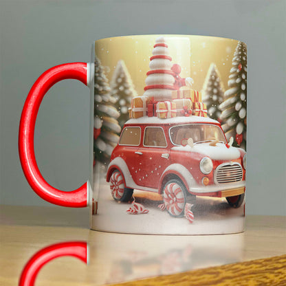 Vintage Christmas Car Mug Sublimation PNG Bundle | Retro Holiday VW Beetle Coffee Cup Wrap Template
