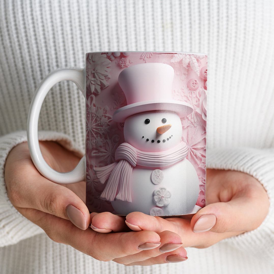 3D Snowman Mug Sublimation PNG Bundle | Cute Winter Snowman Breaking Through Wall Mug Wrap 11oz 15oz Template