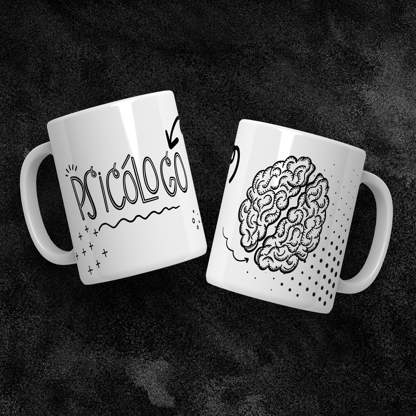 Psychology Doodled Brain Mug Sublimation PNG Bundle | Funny Psychologist Coffee Cup Wrap