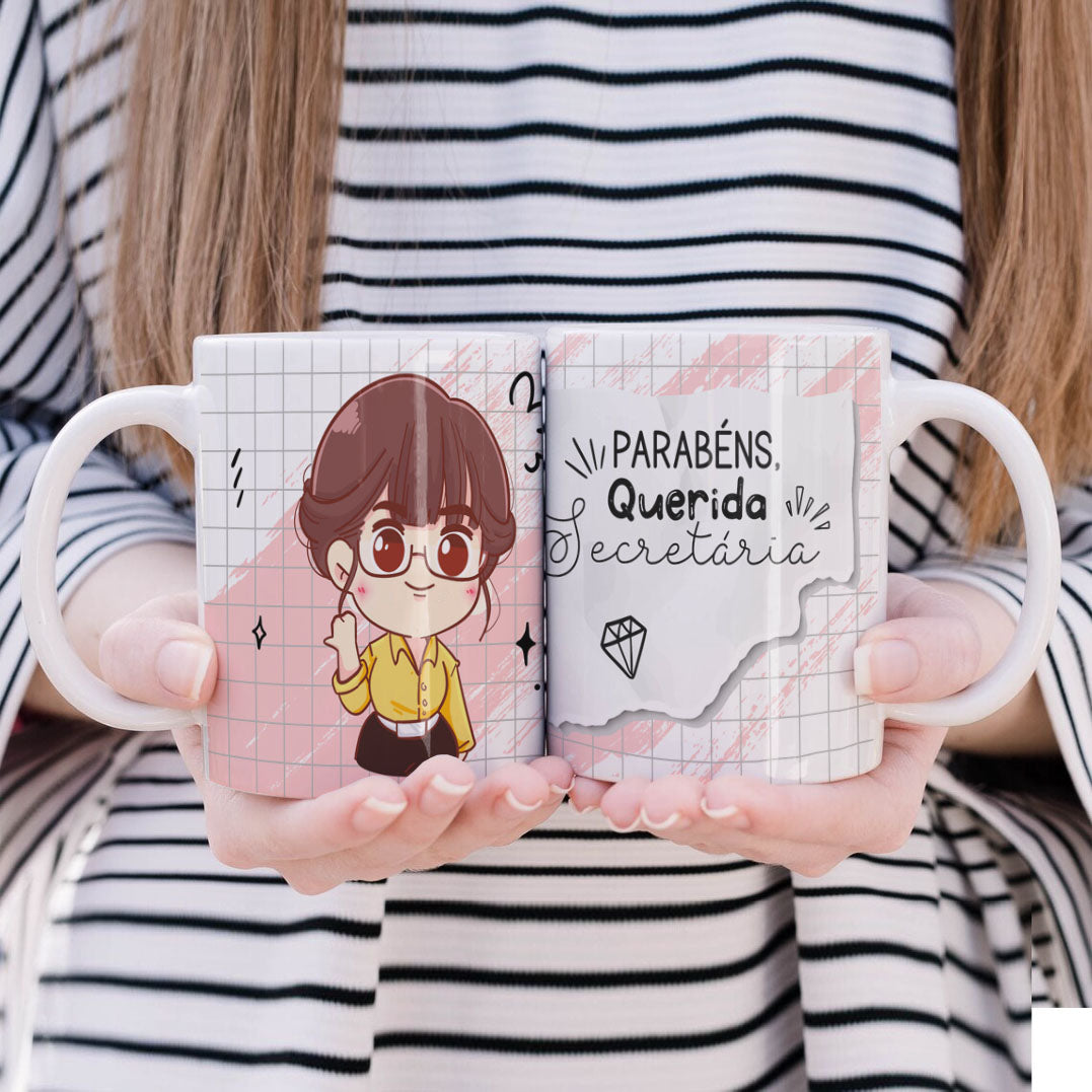 Cute Secretary Mug Sublimation PNG Bundle | Administrative Assistant Day Coffee Cup Wrap