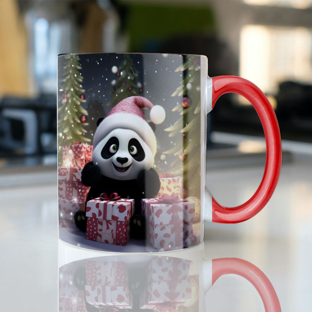 3D Christmas Teddy Bear & Panda Mug Sublimation PNG Bundle | Cute Holiday Animal Santa Mug Wrap 11oz 15oz Template