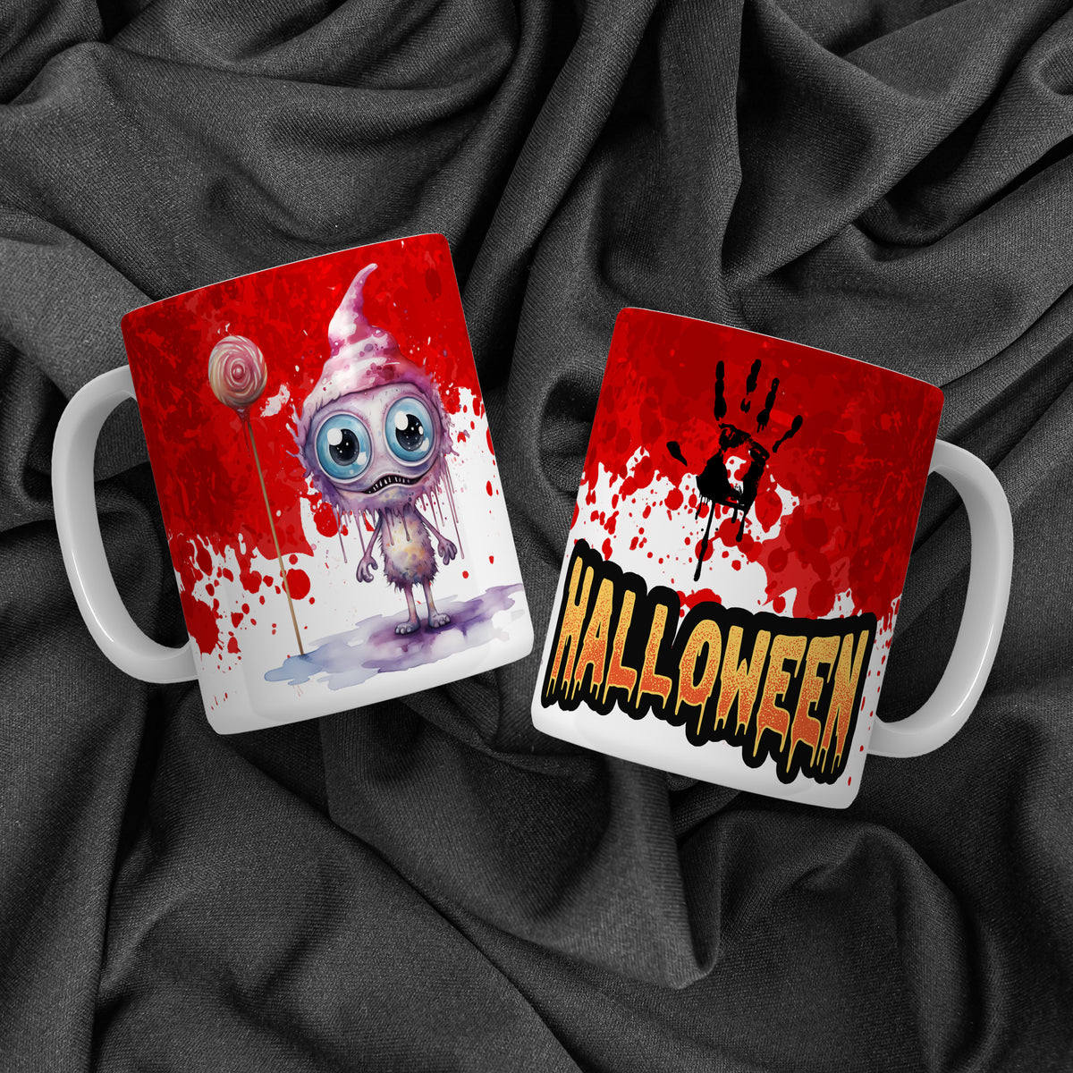 Creepy Cute Halloween Mug Sublimation PNG Bundle | Bloody Horror Clown & Pumpkin Mug Wrap 11oz 15oz Template