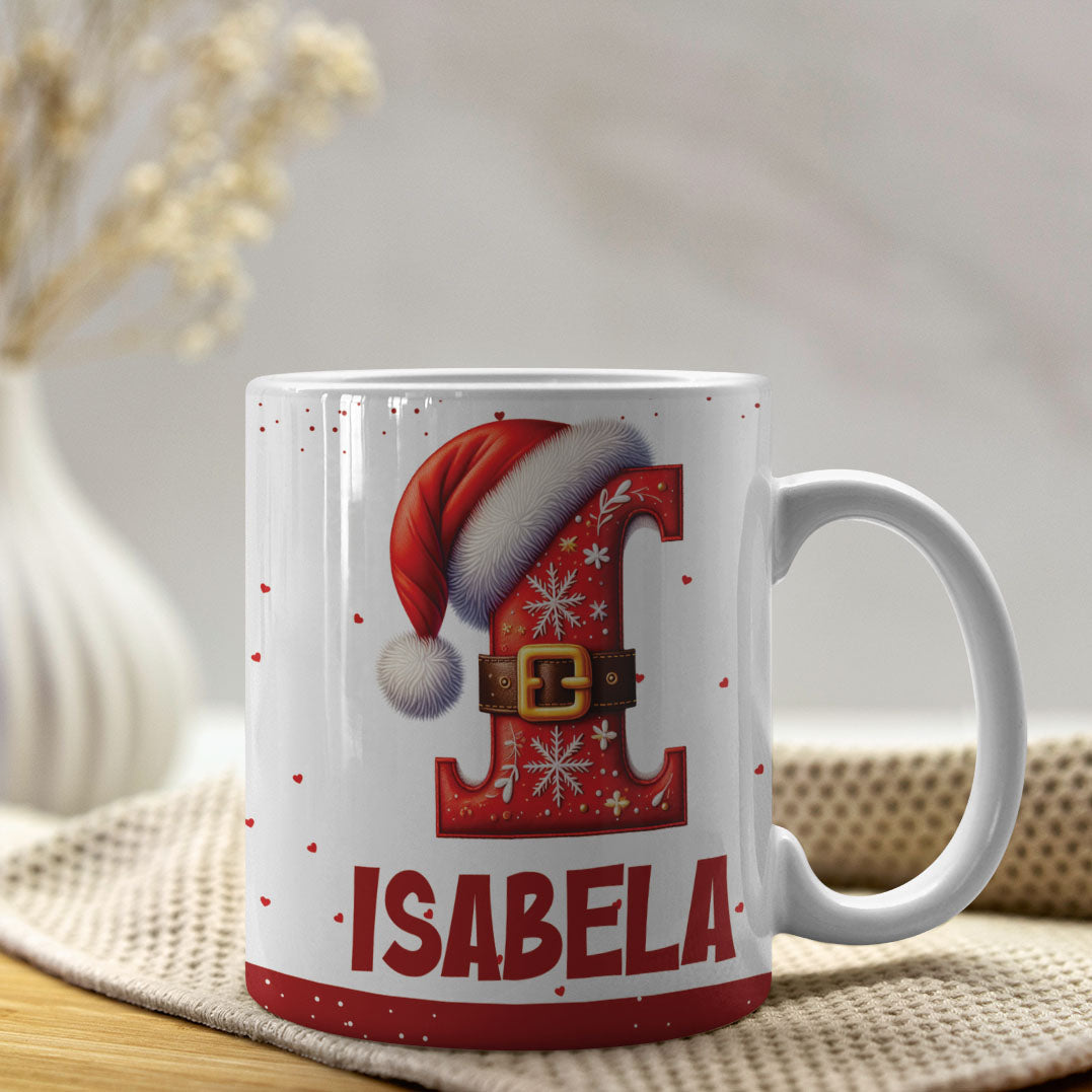 Christmas Alphabet Mug Sublimation Design | Editable Letter Monogram Cups 