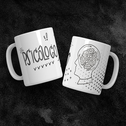 Psychology Doodled Brain Mug Sublimation PNG Bundle | Funny Psychologist Coffee Cup Wrap