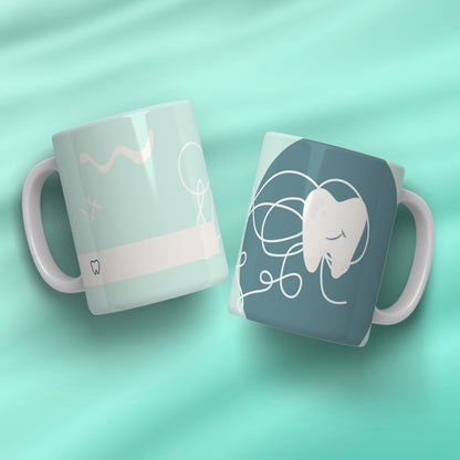 Dental Mug Sublimation PNG Bundle | Mint Green Dental Hygienist Coffee Cup Wrap Digital PNG