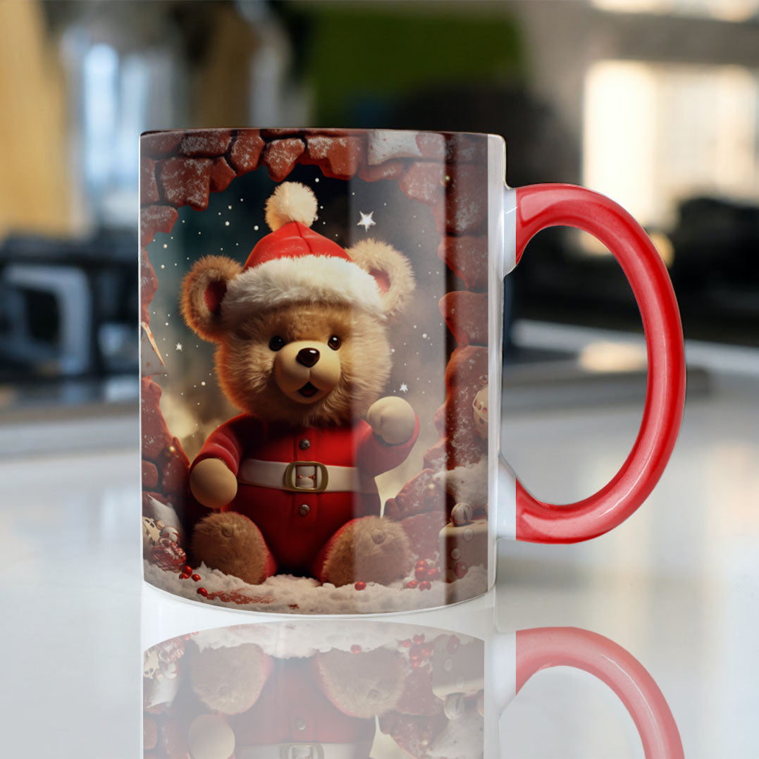 3D Christmas Teddy Bear & Panda Mug Sublimation PNG Bundle | Cute Holiday Animal Santa Mug Wrap 11oz 15oz Template