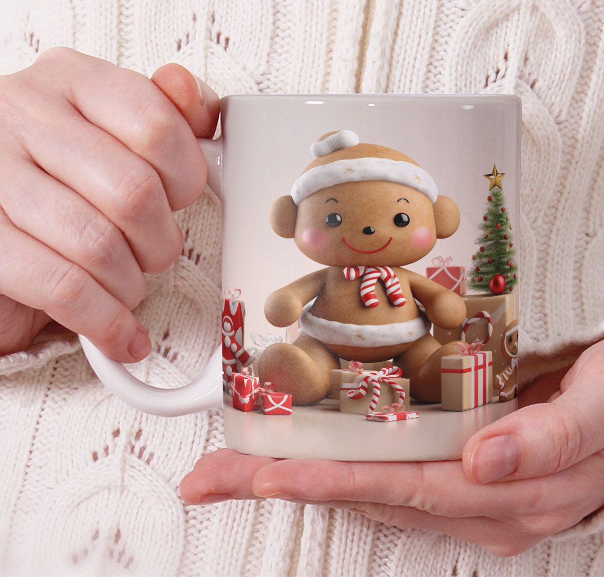 Cute Gingerbread Christmas Mug Sublimation PNG Bundle | 3D Holiday Gingerbread Man & Cookie House Mug Wrap 11oz 15oz Template