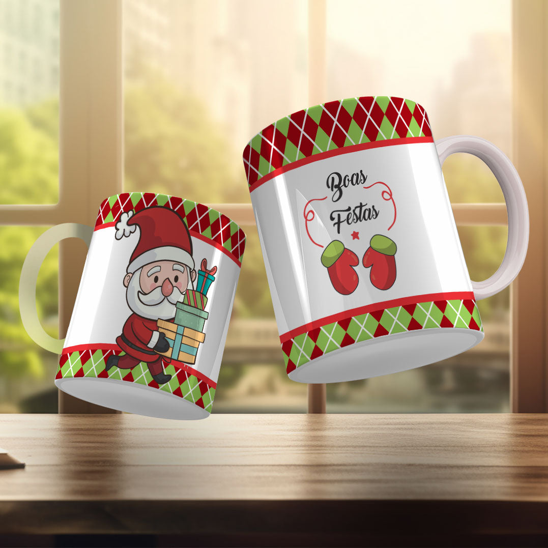 Cute Christmas Mug Sublimation Design PNG Bundle | Santa Gnome Xmas Tree Coffee Cup Wrap PNG