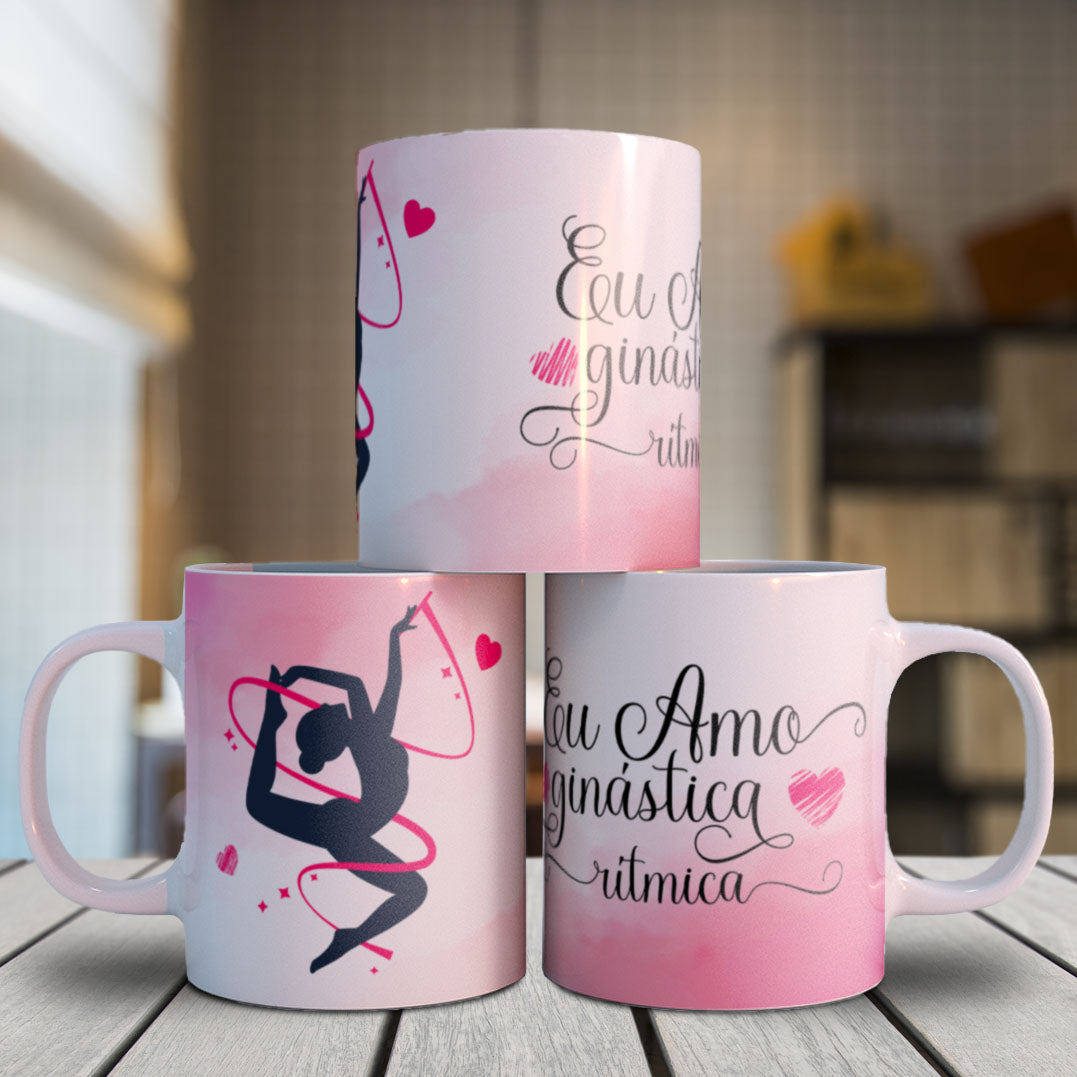 Rhythmic Gymnastics Mug Sublimation Designs PNG | Cute Gymnast Ribbon Hoop Ball Coffee Cup Wrap Bundle