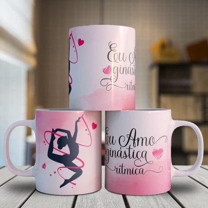 Rhythmic Gymnastics Mug Sublimation Designs PNG | Cute Gymnast Ribbon Hoop Ball Coffee Cup Wrap Bundle