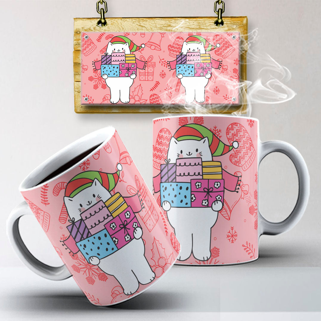 Christmas Pets Mug Sublimation PNG Bundle | Cute Dog and Cat Holiday Mug Wrap Template