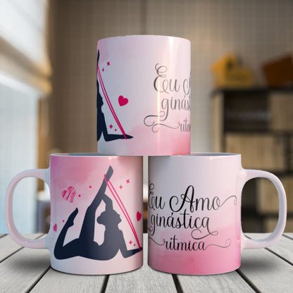 Rhythmic Gymnastics Mug Sublimation Designs PNG | Cute Gymnast Ribbon Hoop Ball Coffee Cup Wrap Bundle