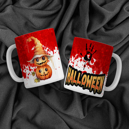 Creepy Cute Halloween Mug Sublimation PNG Bundle | Bloody Horror Clown & Pumpkin Mug Wrap 11oz 15oz Template