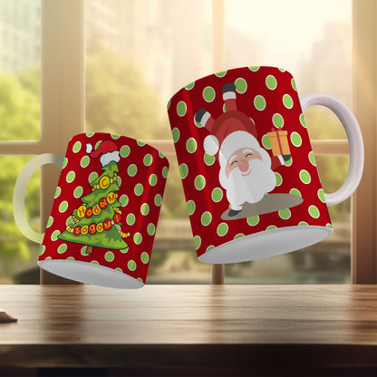 Cute Christmas Mug Sublimation Design PNG Bundle | Santa Gnome Xmas Tree Coffee Cup Wrap PNG