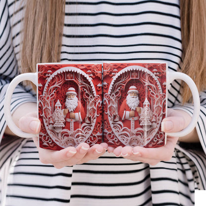 3D Papercut Christmas Mug Sublimation PNG Bundle | Winter Wonderland Coffee Cup Designs