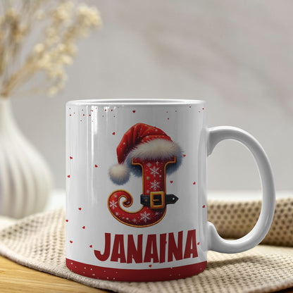 Christmas Alphabet Mug Sublimation Design | Editable Letter Monogram Cups 
