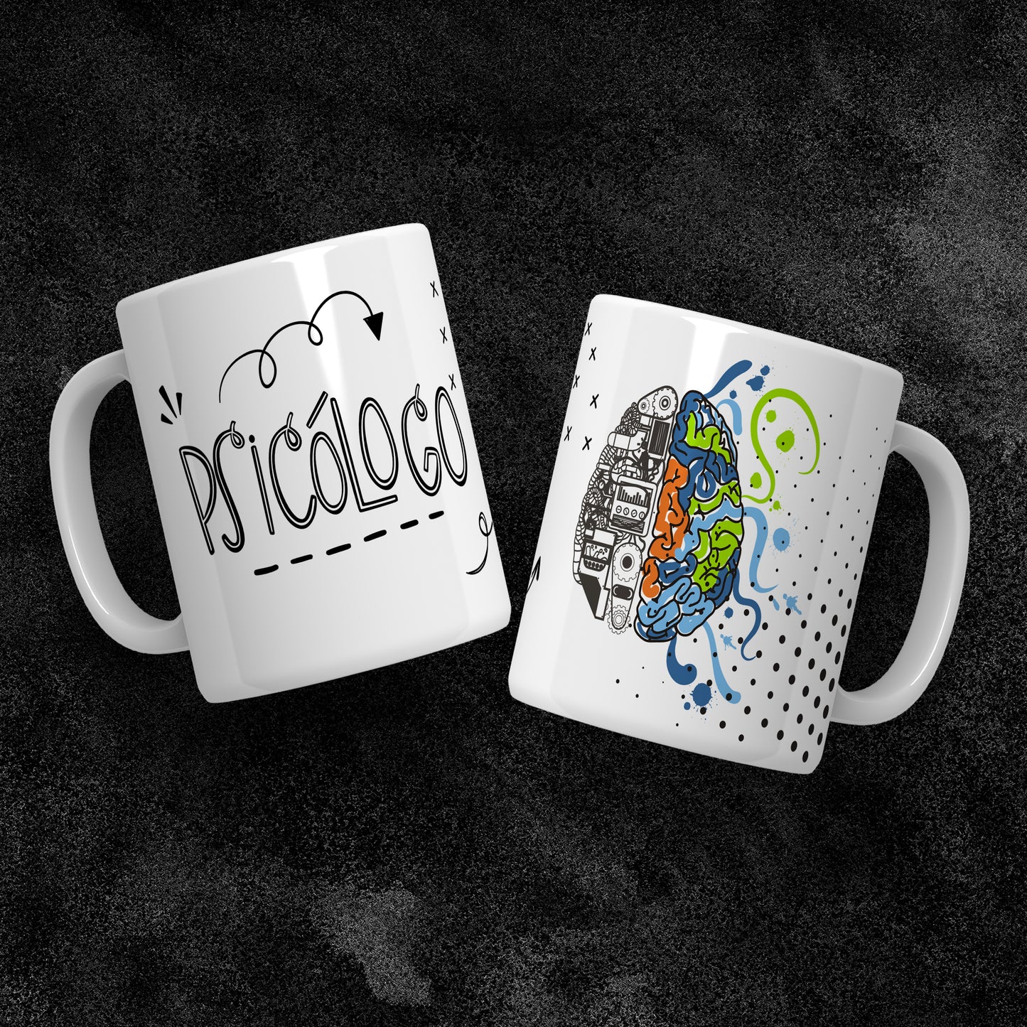 Psychology Doodled Brain Mug Sublimation PNG Bundle | Funny Psychologist Coffee Cup Wrap