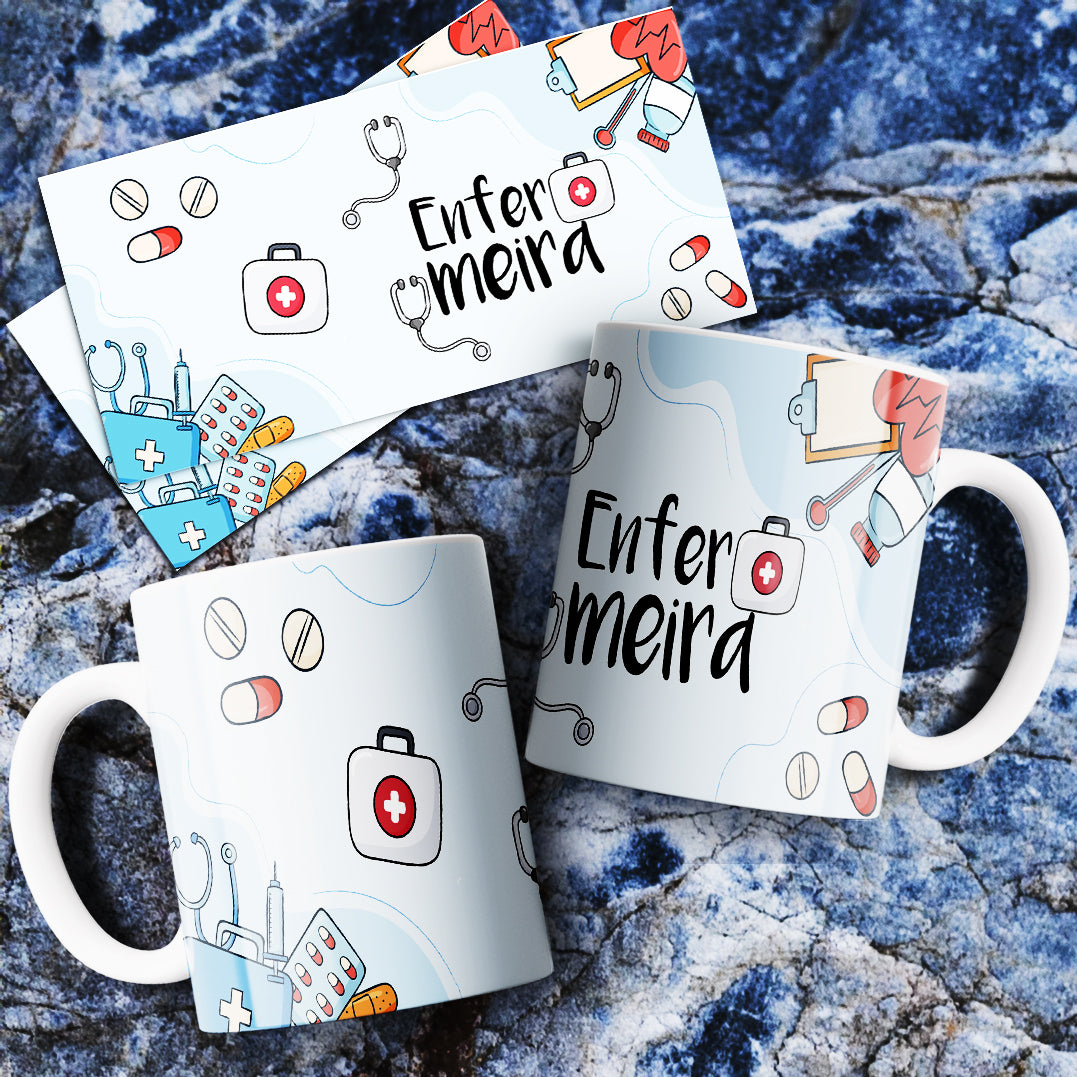 Medical Mug Sublimation PNG Bundle | Nurse Doctor Life Coffee Cup Wrap