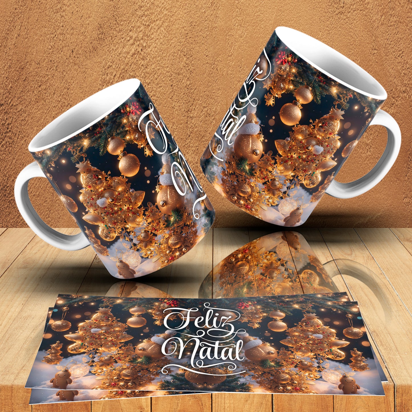 Gingerbread Christmas Mug Wrap Bundle PNG | Cute Gingerbread Man Sublimation Design