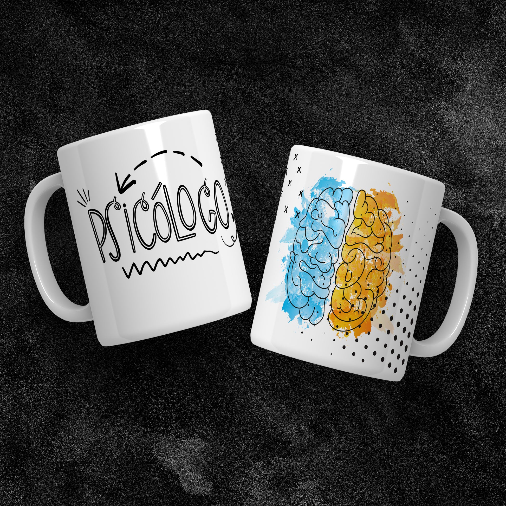 Psychology Doodled Brain Mug Sublimation PNG Bundle | Funny Psychologist Coffee Cup Wrap