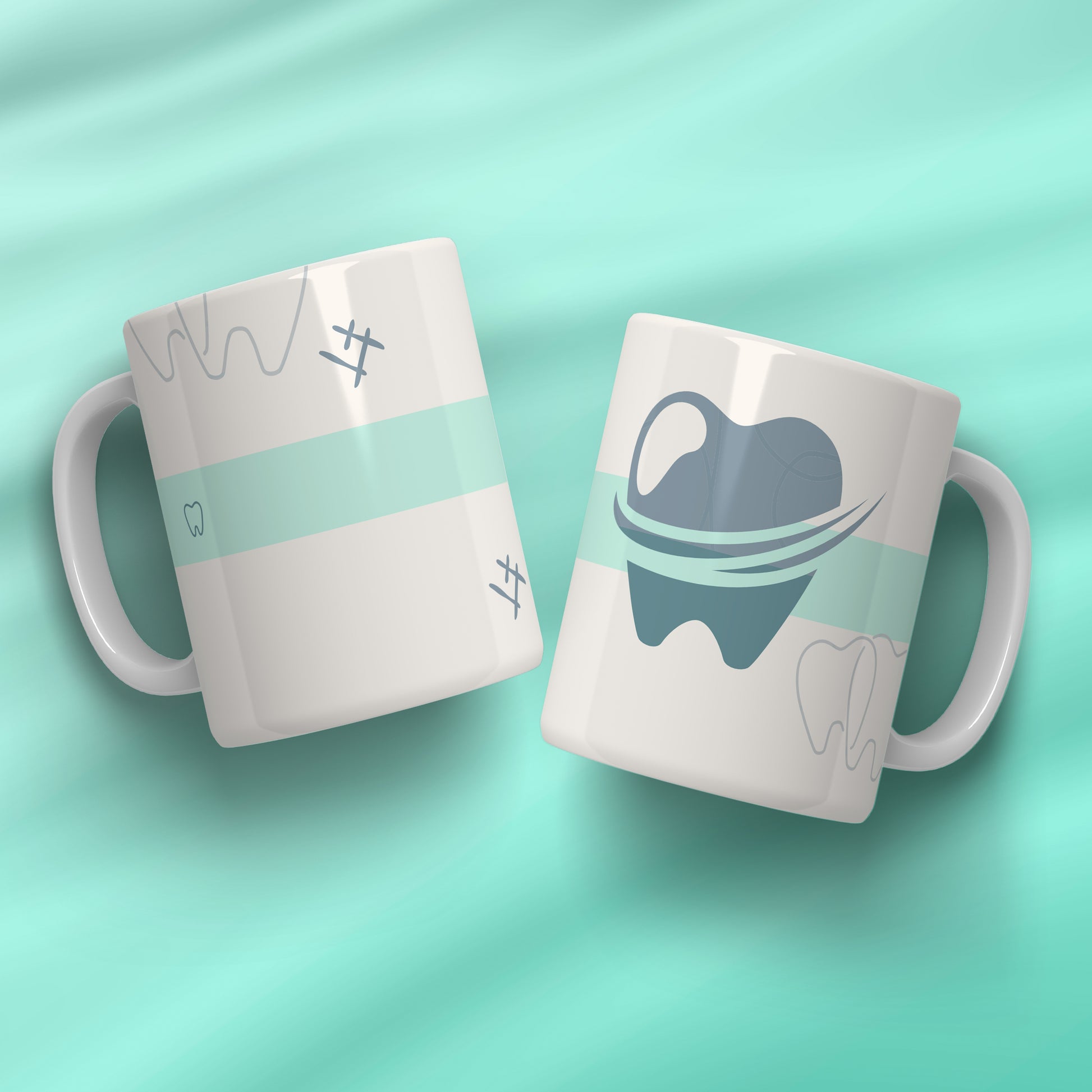 Dental Mug Sublimation PNG Bundle | Mint Green Dental Hygienist Coffee Cup Wrap Digital PNG