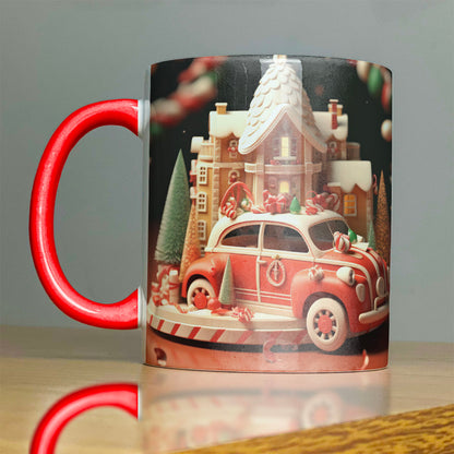 Vintage Christmas Car Mug Sublimation PNG Bundle | Retro Holiday VW Beetle Coffee Cup Wrap Template