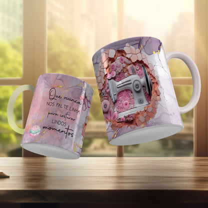 Vintage Sewing Machine Mug Sublimation PNG Bundle | Floral Seamstress Coffee Cup Wrap