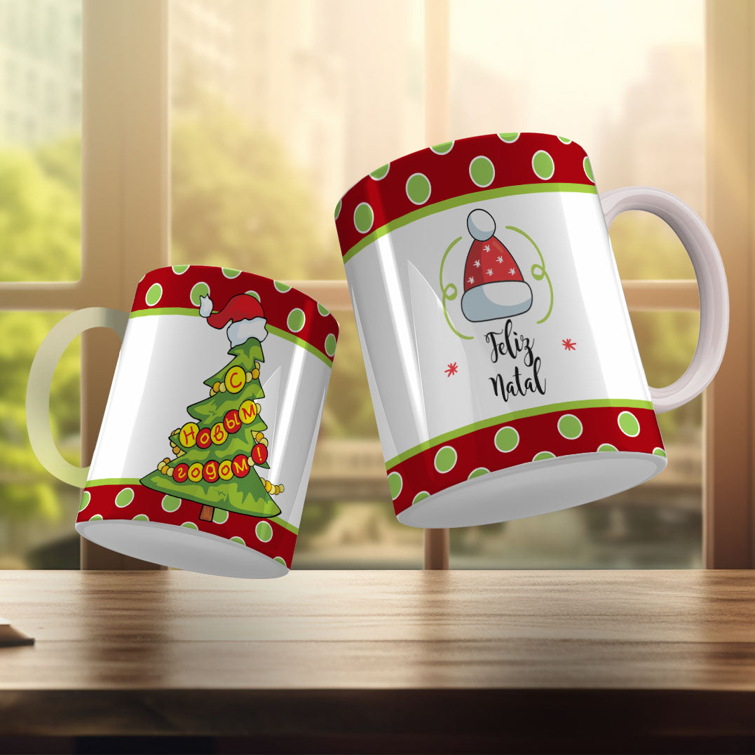 Cute Christmas Mug Sublimation Design PNG Bundle | Santa Gnome Xmas Tree Coffee Cup Wrap PNG