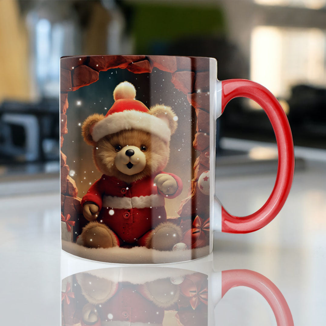 3D Christmas Teddy Bear & Panda Mug Sublimation PNG Bundle | Cute Holiday Animal Santa Mug Wrap 11oz 15oz Template
