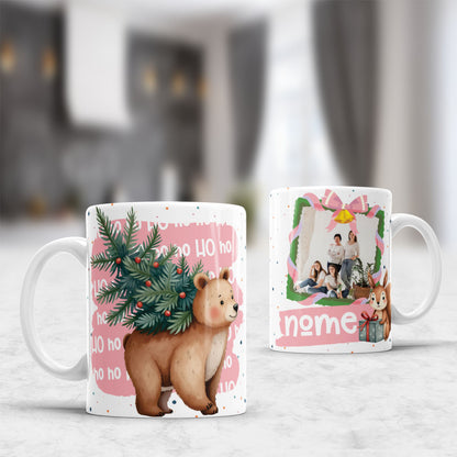 Personalized Christmas Mug Sublimation PNG | Custom Photo Mug Design | Editable Name Template