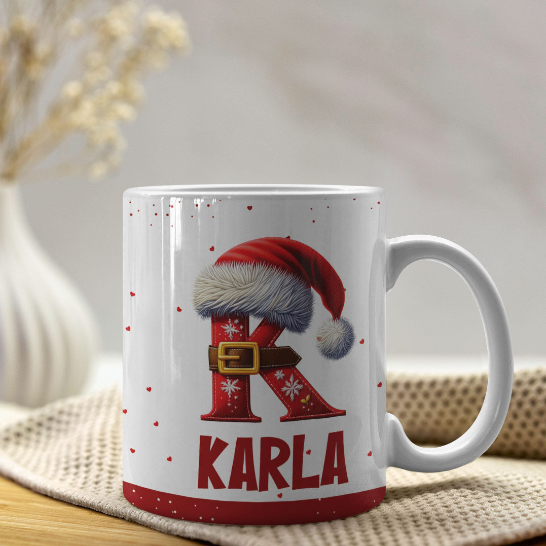 Christmas Alphabet Mug Sublimation Design | Editable Letter Monogram Cups 